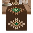 thumbnail image 1 of Brown Green Boho Burlap Cotton Table Runner 13x120 Inches Long, Vintage Southwest Abstract Geometric Farmhouse Table Runners, Outdoor Dining Tablecloths Decor for Baby Shower/Party/Wedding, 1 of 6