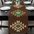thumbnail image 1 of Brown Green Boho Table Runner 120 Inches Long, Vintage Southwest Abstract Geometric Kitchen Coffee Dining Table Decoration for Home Party Birthday Wedding Home Decor 13x120 Inches, 1 of 8