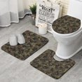 thumbnail image 1 of Brown Green Camo Classic Pattern Bathroom Rugs Sets 3 Piece,Toilet Cover Set,Absorbent Non Slip Bathroom Mats Sets with U-Shaped Contour Rug Toilet Rug Set, 1 of 5