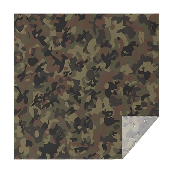 Brown Green Camo Classic Pattern Square Tablecloth,Waterproof Square Table Cover,Wipeable Spillproof Washable Table Cover for Home Kitchen Party Decor 52"x52"(132x132cm)