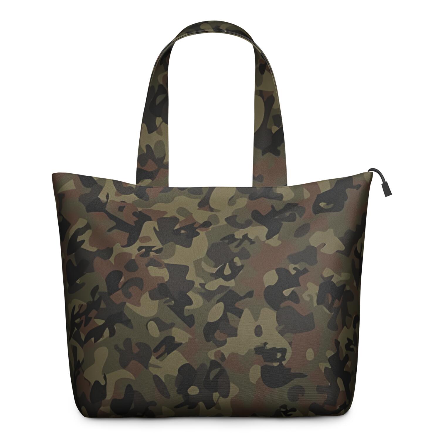 Brown Green Camo Classic Pattern Travel Tote Bags for Women Carry On,Large Weekender Bags for Women Travel,Multi Functional Duffle Bag for Work,Shopping,Sports