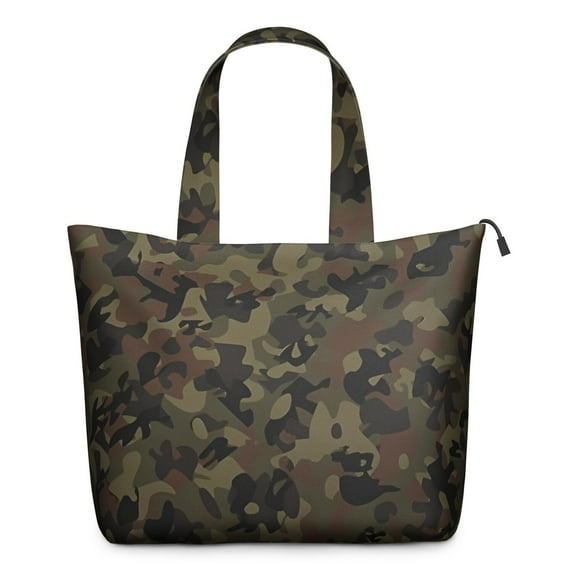 Brown Green Camo Classic Pattern Travel Tote Bags for Women Carry On,Large Weekender Bags for Women Travel,Multi Functional Duffle Bag for Work,Shopping,Sports