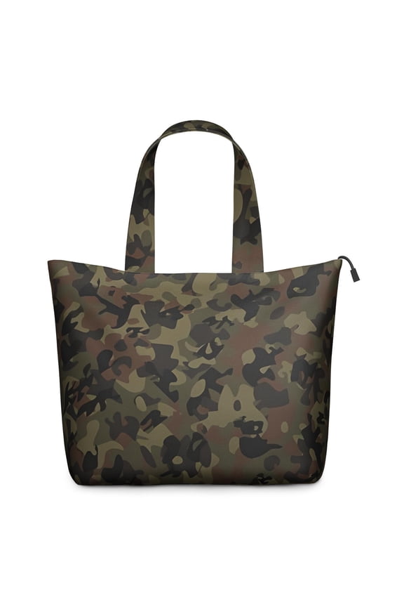 Brown Green Camo Classic Pattern Travel Tote Bags for Women Carry On,Large Weekender Bags for Women Travel,Multi Functional Duffle Bag for Work,Shopping,Sports