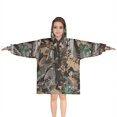 thumbnail image 1 of Brown Green Camo Leaves Branches Pattern Blanket Hoodies for Kids 6-13YR Oversize Wearable Blanket Hoodies for Boys Girls Teens, 1 of 7