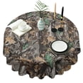 thumbnail image 1 of Brown Green Camo Leaves Branches Pattern Round Tablecloth 60"x60",Wrinkle Wipeable Table Cloth for Kitchen Dining Room Picnic Patio Party, 1 of 6