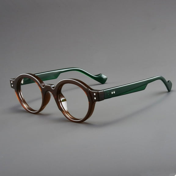 Brown Green Classic Small Round Reading Glasses 1.00 Anti-Blue Light Presbyopia Glasses Readers 1.00 Strength