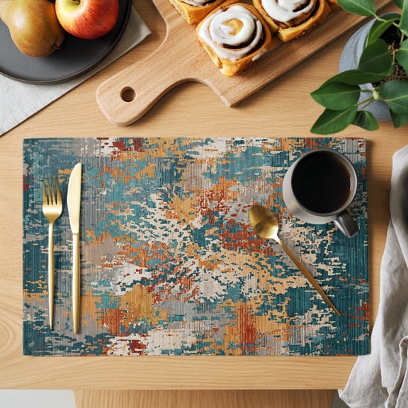 Brown Green Copper Rust Placemats Set of 12, Abstract Vintage Industrial Minimalist Non-Slip Place Mats Washable Table Mats for Kitchen Dining Table Decorations Indoor/Outdoor