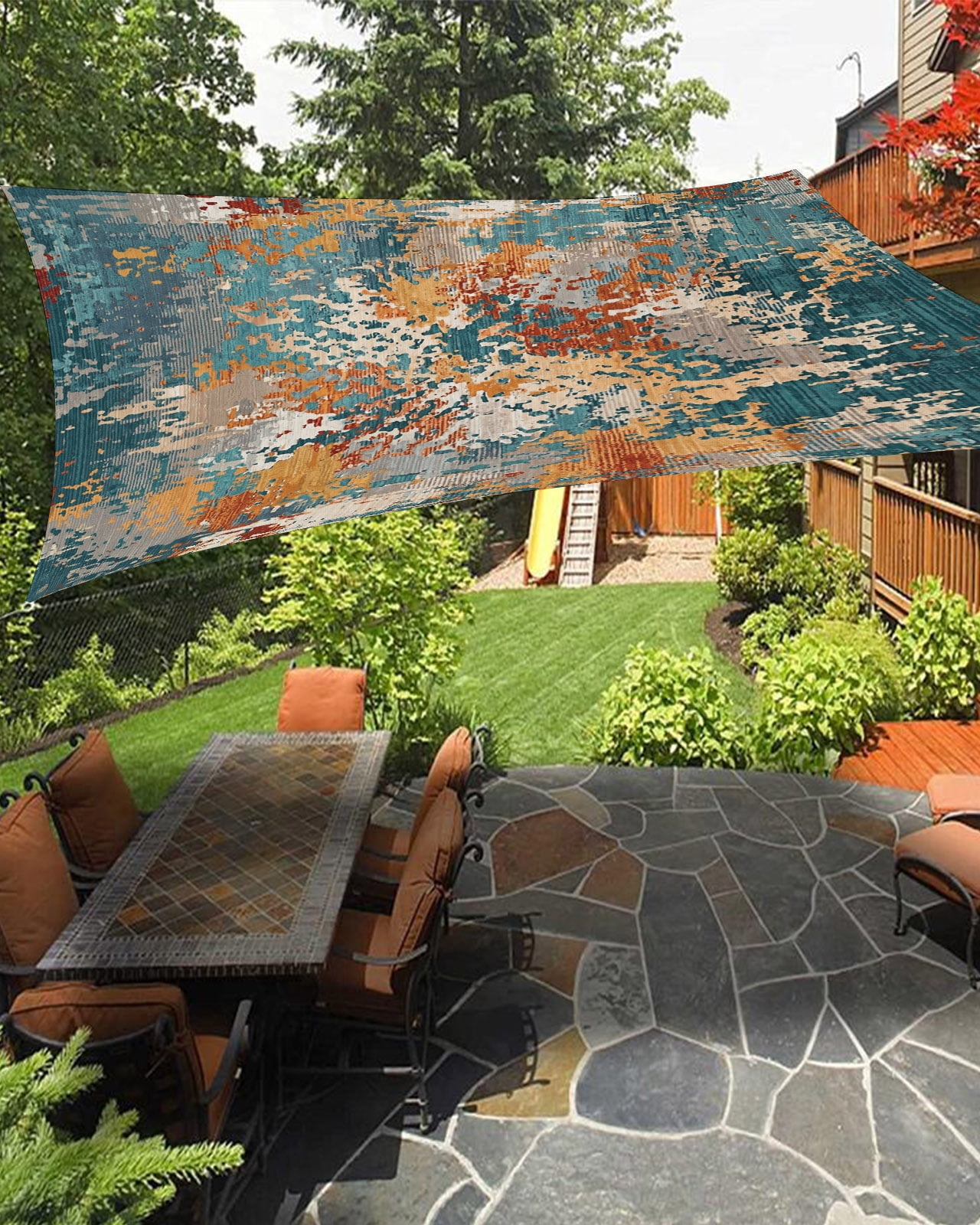 Brown Green Copper Rust Sun Shade Sail 14'X18' Abstract Vintage ...
