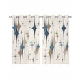 thumbnail image 1 of Brown Green Diamond Sheer Curtains 45 Inch Length 2 Panels Set for Living Room/Bedroom, Modern Geometric Middle Century Beige Kitchen Curtains Grommet Semi-Sheer Curtains Window Treatments 42"x45"x2, 1 of 7