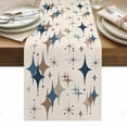 thumbnail image 1 of Brown Green Diamond Table Runner - 90 Inch Long, Kitchen Dining Table Runner Dresser Scarves, Modern Geometric Middle Century Beige Farmhouse Decor for Coffee Tables Wedding Party Banquet, 1 of 8