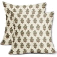 thumbnail image 1 of Brown Green Floral Block Print Pillow Covers 16x16 Set of 2 Spring Flower Pattern Decorative Throw Pillowcases Outdoor Rustic Farmhouse Square Cushion Cases Decor for Home Couch Sofa Bed, 1 of 7