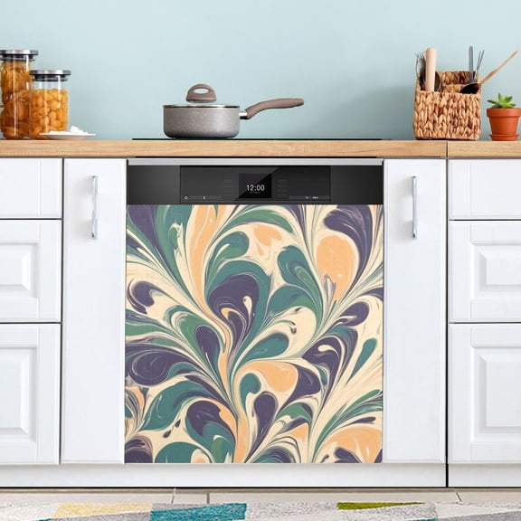 Brown Green Flow Dishwasher Magnet Cover for Washers Fridge Panel Decal 23"W x 26"H Inch
