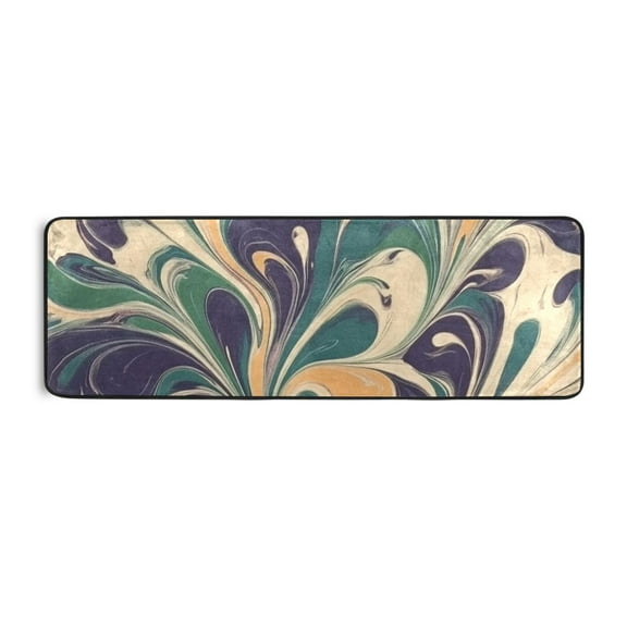 Brown Green Flow Runner Rug for Hallways Kitchen Non Slip 2'x 6' Washable Hall Carpet for Bedroom Entryway Laundry Room