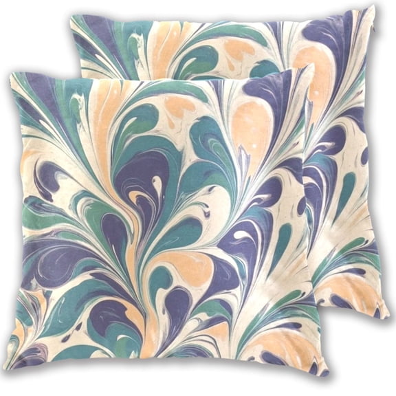 Brown Green Flow Throw Pillow Covers 16x16 Inch 2 Packs Decorative Square for Living Room Couch Bed Sofa