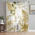 thumbnail image 1 of Brown Green Leaves Sheer Curtains 96 Inch Length 2 Panels Set Window Treatments, Summer Botanical Farmhouse Watercolor Leaf Rod Pocket Semi Curtains for Living Room/Bedroom/Kitchen, 104"W x 96"L, 1 of 7