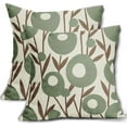thumbnail image 1 of Brown Green Pillow Covers 18x18 Set of 2 Spring Summer Floral Minimalist Art Geometry Flower Modern Style Decorative Throw Pillow Cases Outdoor Farmhouse Decor for Sofa Couch Bed, 1 of 6