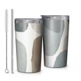 thumbnail image 1 of Brown and Grey Abstract Art Artwork 10oz Tumblers Stainless Steel Tumbler with Lid and Straw,Vacuum Insulated Double Wall Travel Tumbler Cups with Cleaning Brush for Coffee, Tea, 1 of 4