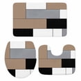 thumbnail image 1 of Brown Grey Bath Mat 3 Piece Bathroom Rug Set, Modern Brown Geometric Non Slip Bath Rug Contour Mat and Toilet Lid Cover, Absorbent Shower Mats Soft Bath Rugs and Mats Sets, 1 of 8