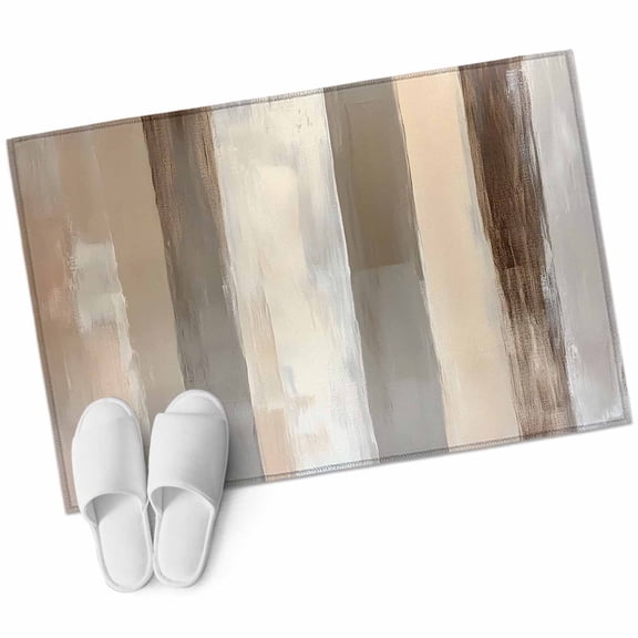 Brown Grey Bathroom Mat 2x3 FT, Non Slip Small Kitchen Mat, Abstract Neutral Textured Modern Minimalist Washable Soft Backed Front Door Throw Rug Indoor Outdoor Doormat for Entryway Sink
