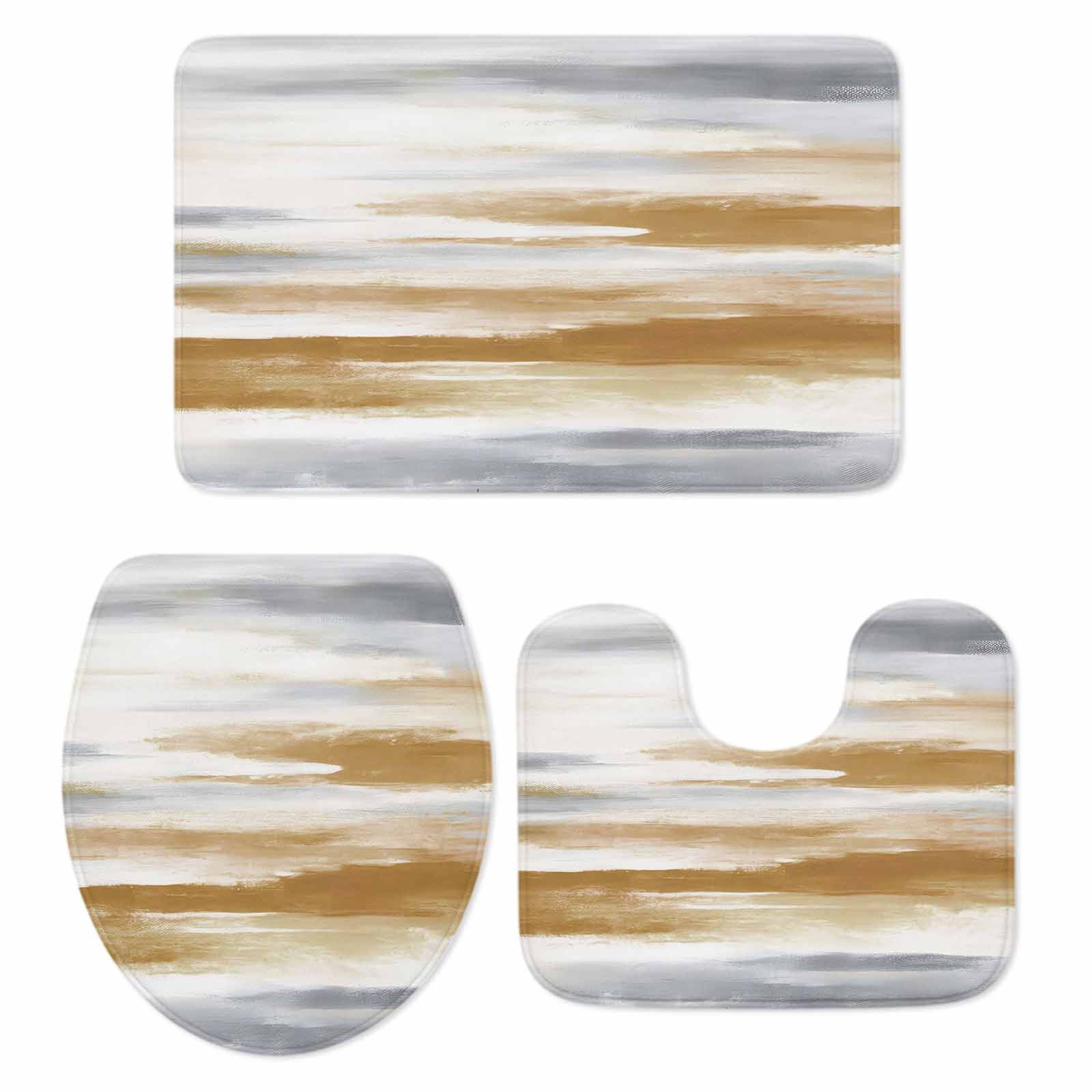 Brown Grey Bathroom Rugs Set Abstract Vintage Ombre Mottled Texture ...