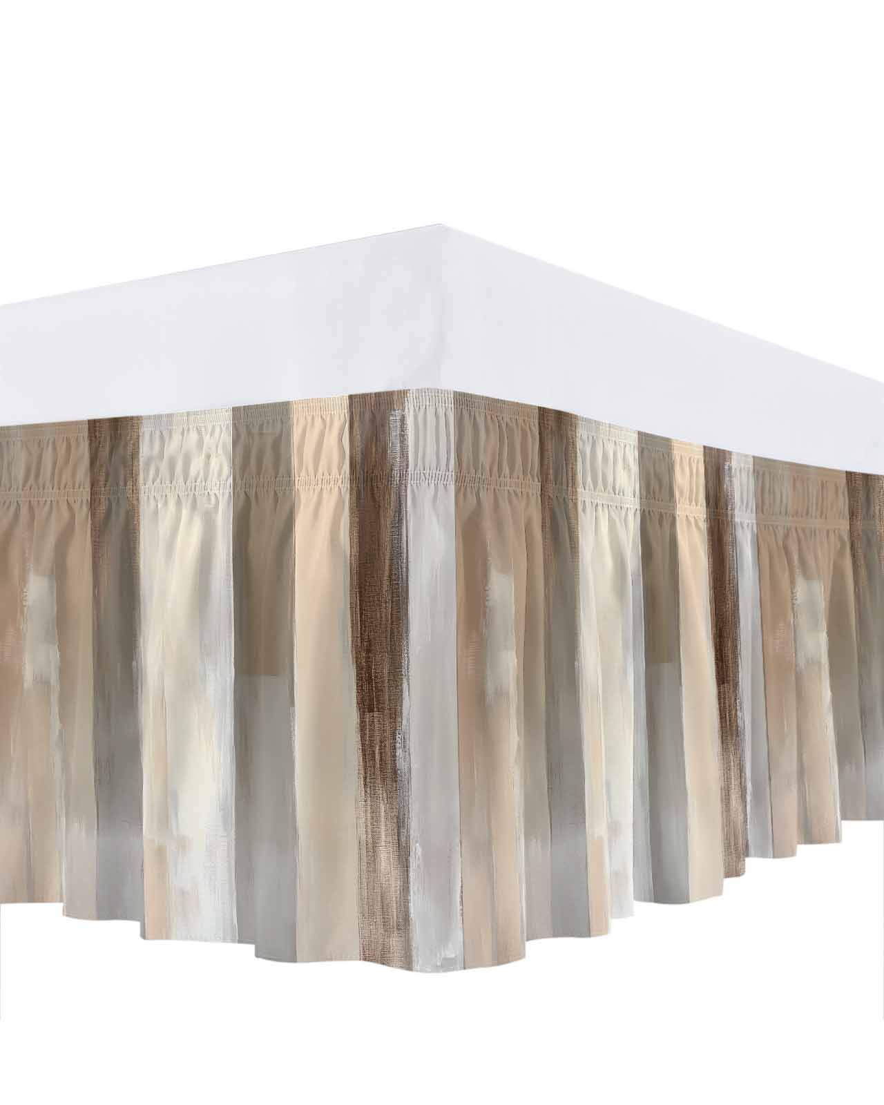 Brown Grey Bed Skirt King Size 16 Inch Drop, Abstract Neutral Textured Modern Minimalist Wrap Around Dust Ruffle Bedskirts, Wrinkle & Fade Resistant Easy Fit Bedskirt with Adjustable Elastic