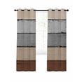 thumbnail image 1 of Brown Grey Blackout Curtains 39 Inches Long for Bedroom, Vintage Stripe Farmhouse Wood Grain Ombre Thermal Insulated Room Darkening Black Out Window Curtain Panels Grommet Drapes for Living Room, 1 of 8
