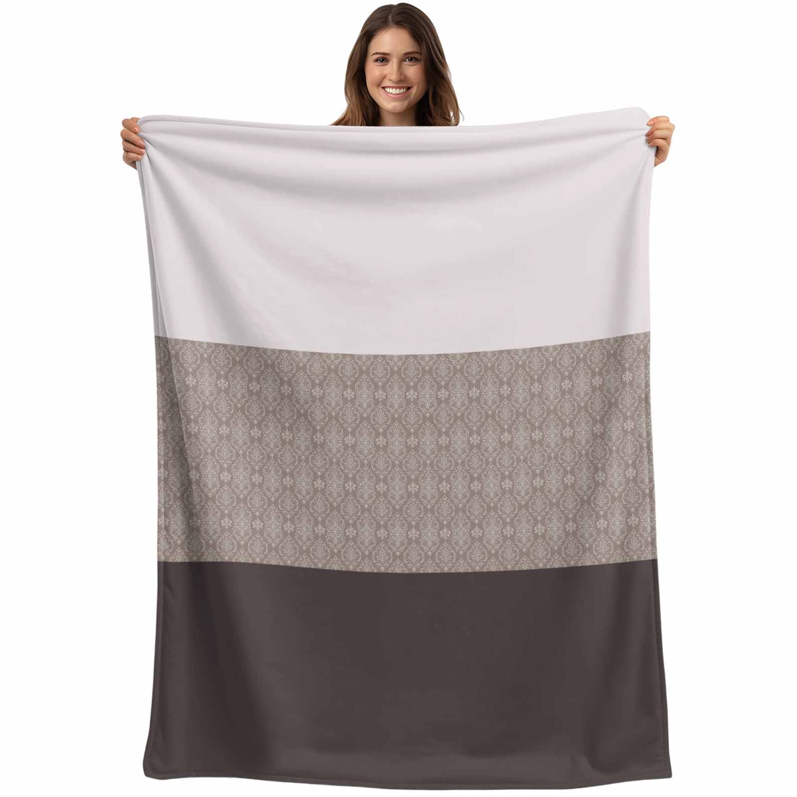 Brown Grey Boho Blanket Soft Cozy Warm Twin Blanket for Bed, Plush ...