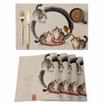thumbnail image 1 of Brown Grey Cat Placemats Set of 4, Modern Art Placemats for Dining Table, Place Mats for Kitchen Tabletop, Waterproof Wipeable Dining Table Mats Set, 1 of 9