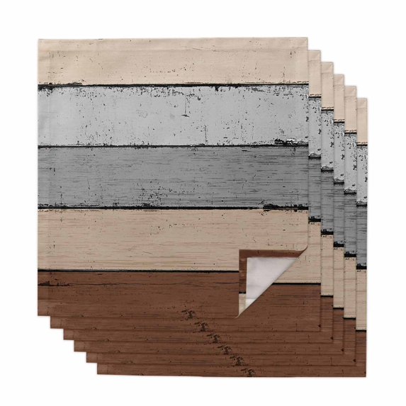 Brown Grey Cloth Napkins, Vintage Stripe Farmhouse Wood Grain Ombre Washable and Reusable Dinner Napkins Set of 6, Table Napkin for Kitchen Party Birthday Wedding Hotel Housewarming 20"x20"