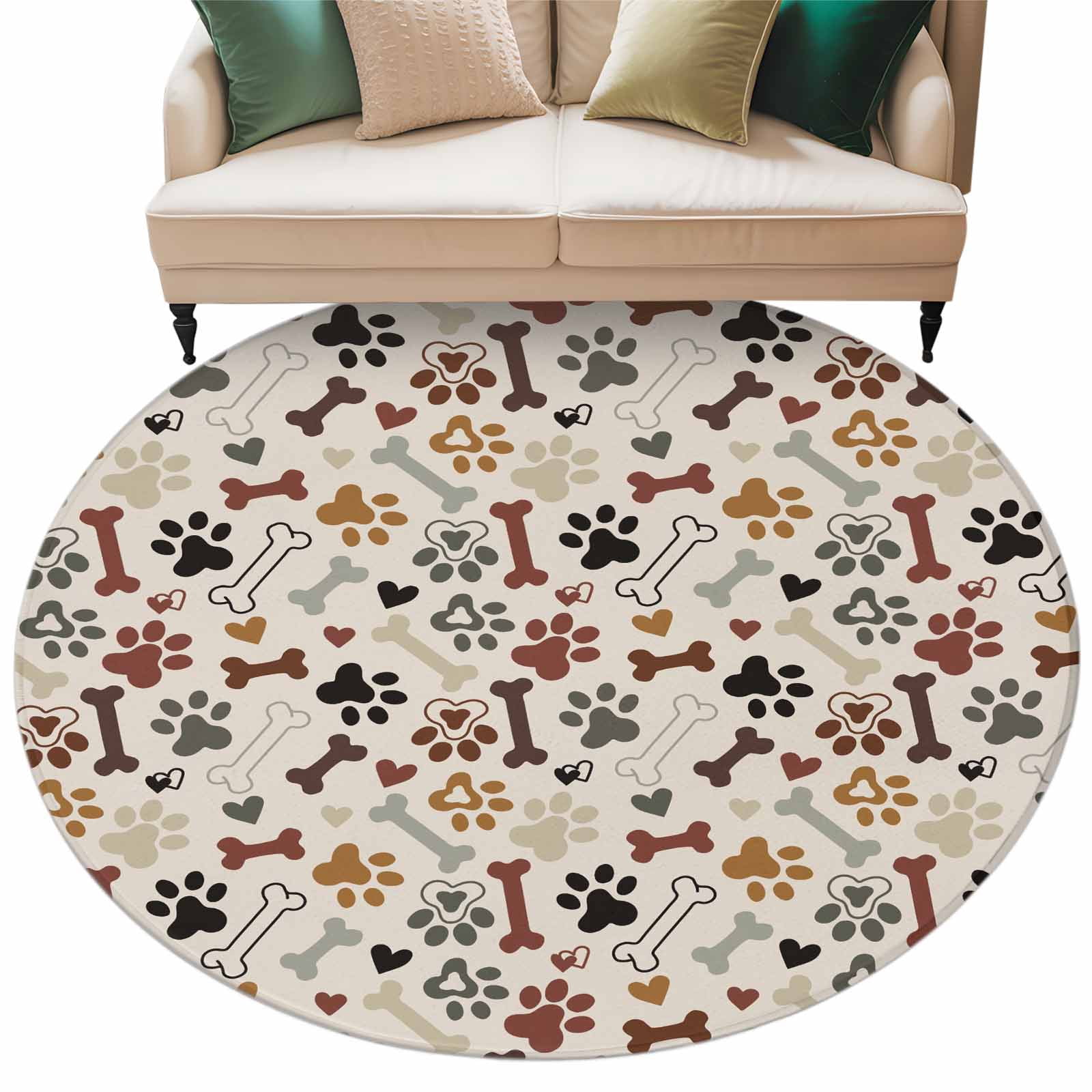 Brown Grey Dog Paw Large Area Rugs for Bedroom Living Room, Soft Non ...