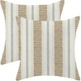 thumbnail image 1 of Brown Grey Gray Outdoor Pillow Covers 18 x 18 Inch, Beige Polka Dots Stripe Decor Throw Pillows for Couch Bed, Boho Modern Farmhouse Decorative Pillowcase Linen Cushion Cover Set of 2, 1 of 6