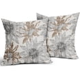 thumbnail image 1 of Brown Grey Gray Pillow Covers 18x18 Set of 2 Retro Sunflower Flowers Print Decorative Throw Pillows Outdoor Modern Art Floral Pillowcase Square Linen Cushion Case for Home Sofa Couch Bed, 1 of 1