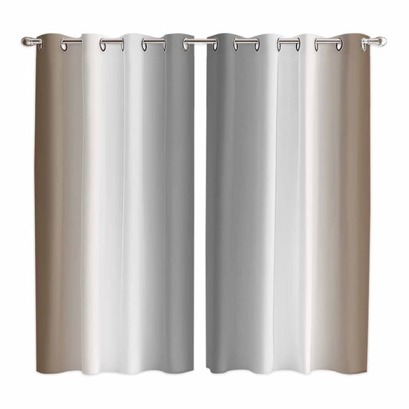 Brown Grey Kitchen Curtains 63 Inch Length, Gray Farmhouse Modern Rustic Grommet Top Bedroom Living Room Curtains, Light Filtering Cafe Curtain Drapes 2 Panels Set 84''x63''