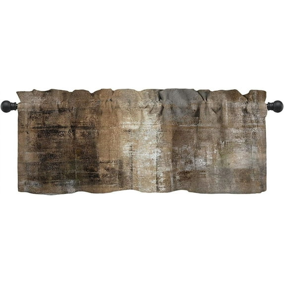 Brown Grey Kitchen Curtains Abstract Art Valances for Windows Blackout Window Treatment Valances Rod Pocket Curtain Valance for Bathroom Bedroom Living Room Cafe,52 X 18 Inch,1 Panel