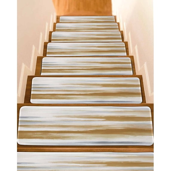Brown Grey Ombre Stair Treads Non Slip Indoor for Wooden Steps, Abstract Art Oil Painting Modern 7 Pcs Stair Mats for Elders Dogs, 8 x 30 Inch Carpet Treads Runner Rugs for Staircase