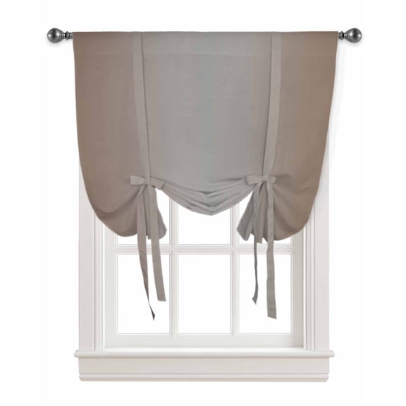 Brown Grey Ombre Tie Up Curtains for Kitchen Bathroom Bedroom Windows 45 Inch Length, Modern Abstract Gradient Color Art Balloon Drape Curtains Shade Rod Pocket Drapery Curtain Panel, 42"x45"