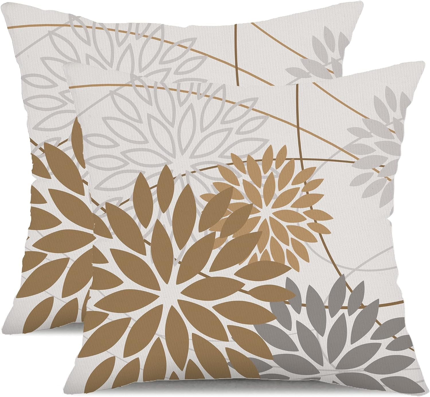 Brown Grey Outdoor Pillow Cover 18X18 Inch Set of 2 Outdoor Waterproof ...