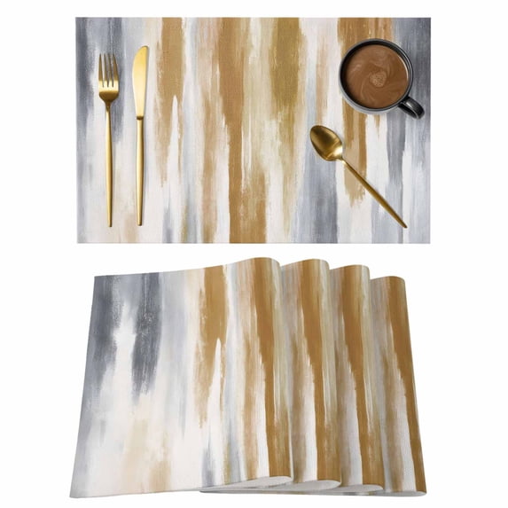 Brown Grey Placemats Set of 6 Abstract Art Texture Place Mats Table ...
