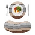 thumbnail image 1 of Brown Grey Round 15 Inch Placemats Set of 8, Vintage Stripe Farmhouse Wood Grain Ombre HeatResistant Non Slip Place Mats for Dining Table, Wipeable Braided Kitchen Table Mats for Housewarming, 1 of 9
