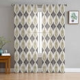 thumbnail image 1 of Brown Grey Sheer Curtains 84 Inches Long 2 Panels Set, Window Sheer Curtains for Living Room/Bedroom, Modern Abstract Geometric Contemporary Light Filtering Rod Pocket Curtain 52'' x 84'' x 2, 1 of 7