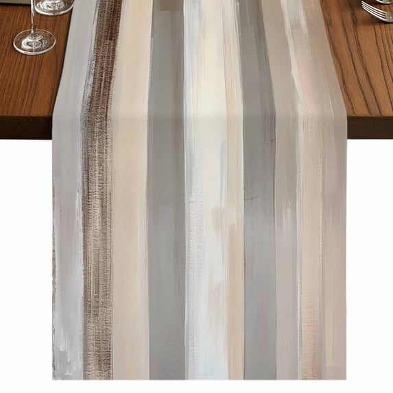 Brown Grey Short Table Runner 36 Inches Long,Abstract Neutral Textured Modern Minimalist Cotton Linen Table Runners Dresser Scarves,Tabletop Scarf Furniture Cover for Home Dinner Party Decor 13"x36"