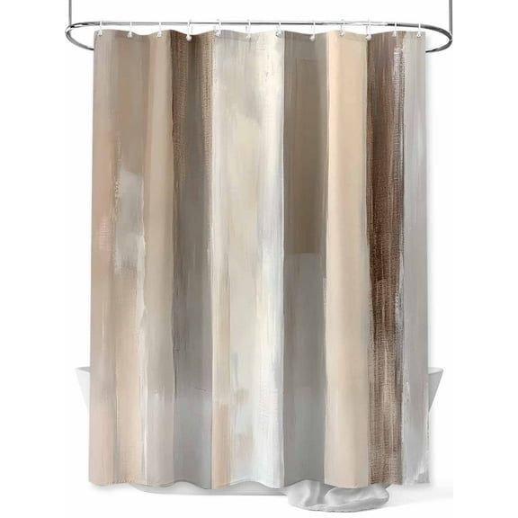Brown Grey Shower Curtain, Abstract Neutral Textured Modern Minimalist Waterproof Shower Curtain Set with 12 Hooks Lightweight Washable Fabric Shower Curtains for Bathroom 72x72 Inches