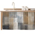 thumbnail image 1 of Brown Grey Sink Skirt for Bathroom, Self-Adhesive Under Sink Curtain, Geometric Modern Abstract Oil Painted Vintage Hide Pipes & Storage Fabric Cabinet Skirt Cover for Kitchen Laundry 32"x55", 1 of 8
