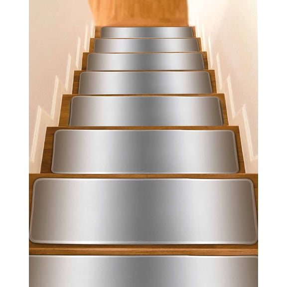Brown Grey Stair Treads for Wooden Steps Indoor Runner Rug Carpet, Gray Farmhouse Modern Rustic 4 Pieces Peel and Stick Staircase Step Treads Covers Washable Throw Door Mats, 30"x8"