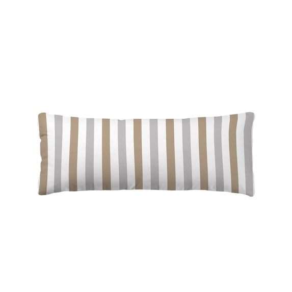 Brown Grey Stripe Body Pillow Cover 20x54, Modern Farmhouse Vertical Striped Decorative Pillowcase with Zipper, Microfiber Pillow Protector, Soft Breathable Long Lumbar Pillowcases for Women