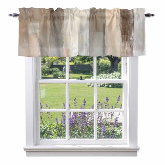 Brown Grey Valance Curtain Abstract Neutral Textured Modern Minimalist Window Valances Rod Pocket Short Curtains Window Treatments for Kitchen Bedroom Bathroom Laundry 54" x 18"