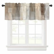 Brown Grey Valances for Windows Abstract Neutral Textured Modern Minimalist Rod Pocket Curtain Valance Window Treatment Short Curtains for Kitchen Living Room, 60"x14"