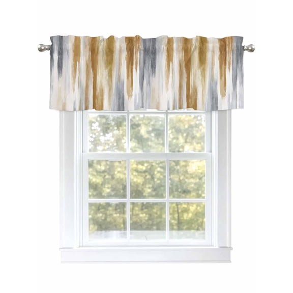 Brown Grey Valances for Windows, Rod Pocket Kitchen Valance Curtains - Soft & Washable Small Window Treatment for Living Room,&nbsp;Bathroom, Abstract Ombre Texture , 42x12 Inch, 1 Panel