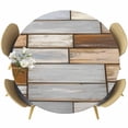 thumbnail image 1 of Brown Grey Vintage Round Tablecloth, Fitted Table Cover with Elastic for 36"-44" Round Tables, Retro Farmhouse Elegant Pastoral Table Cloth Outdoor Indoor Dinning Party Waterproof Tablecloths, 1 of 7
