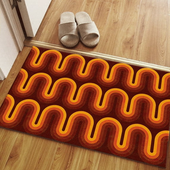 Brown Groovy Retro 70's Rug, Brown Rug, Orange Rug, Modern Rug, Home Decor Rug, Bedroom Rug, 3D Printeds Rug, Non Slip Rug, Rug, 5.9'x9.2' - 180x280 cm